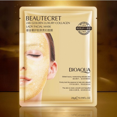 5 шт Омолаживающая гидрогелевая маска для лица с золотом, 28g, Bioaqua, Beautecret Gold Luxury
